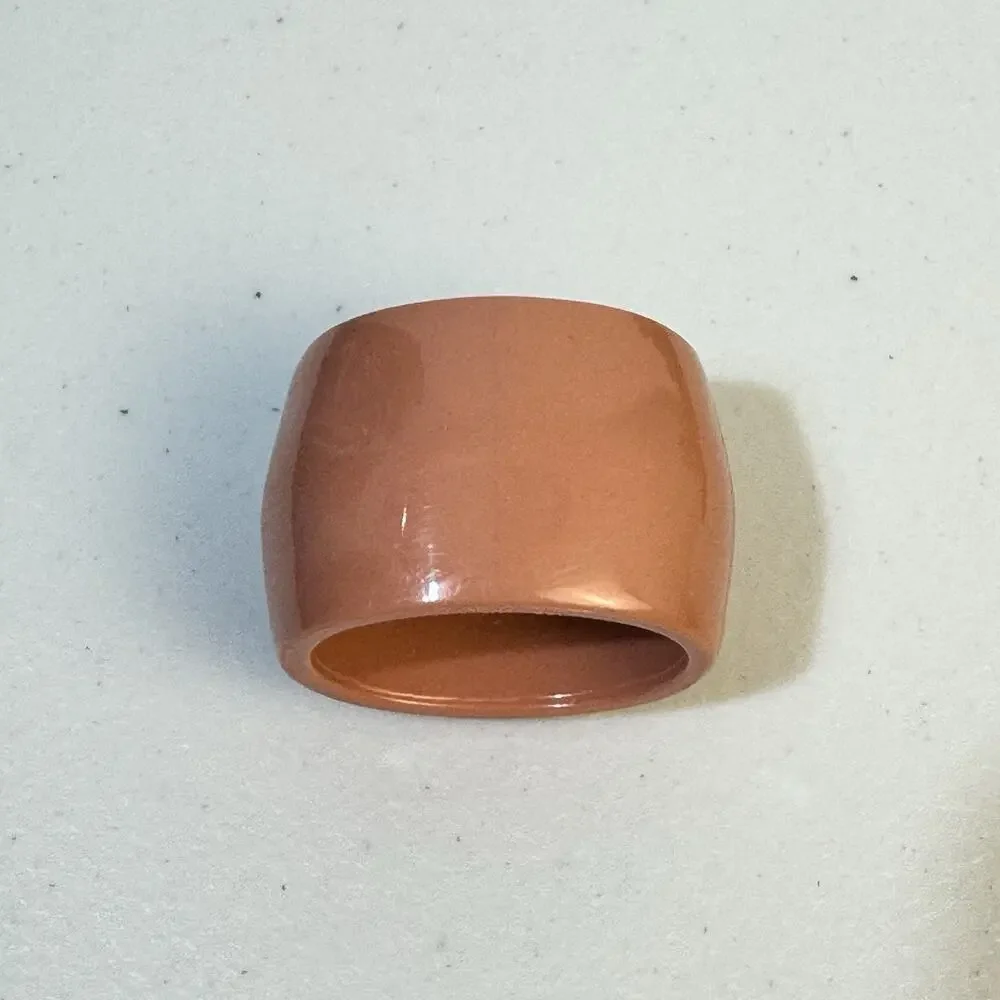 Set of Four (4) VTG Pink Terracotta MCM Acrylic Napkin Rings Dining Barware